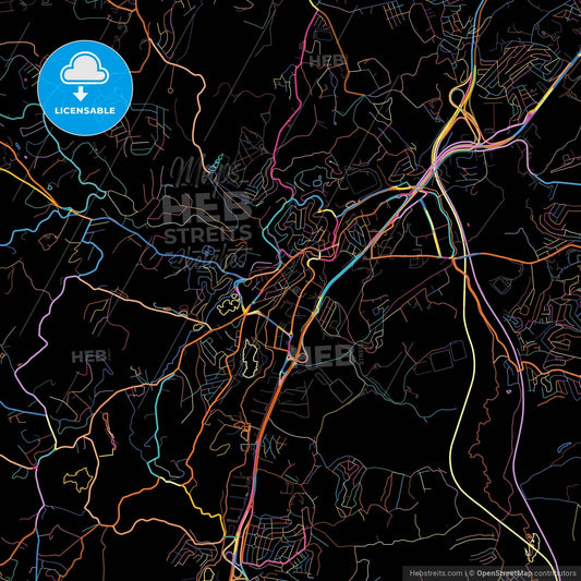 Embu, Brazil, colorful city map on black background