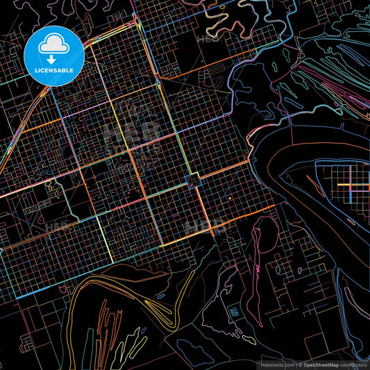 Formosa, Argentina, colorful city map on black background