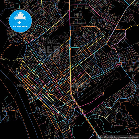Imperatriz, Brazil, colorful city map on black background