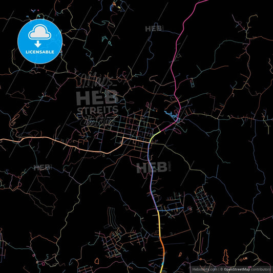 Colombo, Brazil, colorful city map on black background