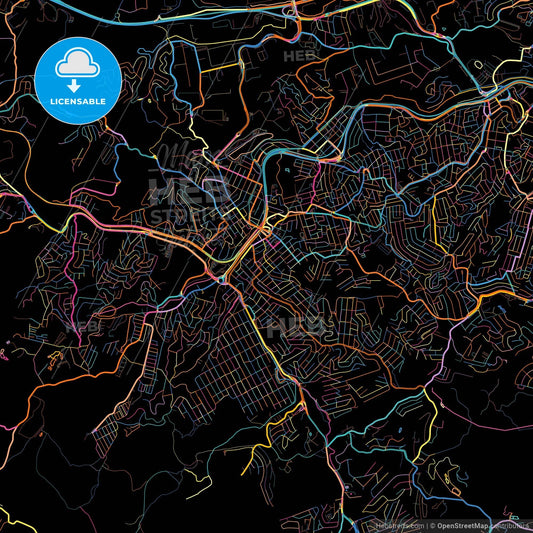 Itapevi, Brazil, colorful city map on black background