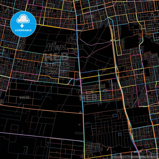 La Pintana, Chile, colorful city map on black background