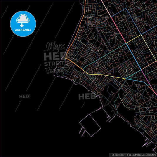 Cabimas, Venezuela, colorful city map on black background