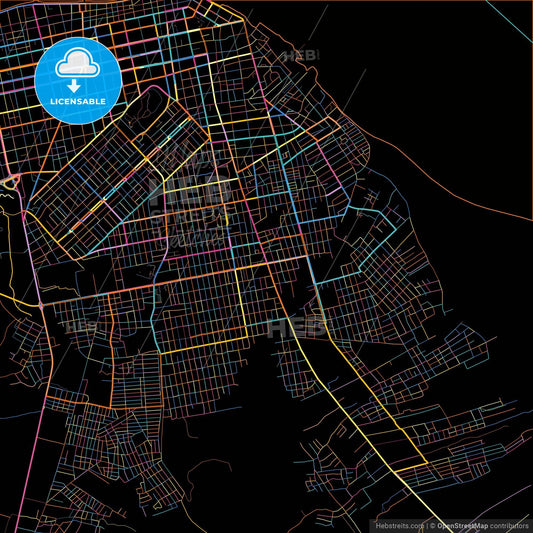 Santarem, Brazil, colorful city map on black background