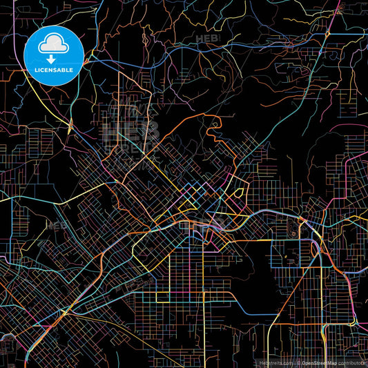 Criciuma, Brazil, colorful city map on black background