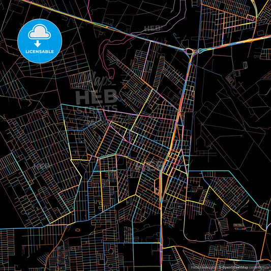 Parnamirim, Brazil, colorful city map on black background