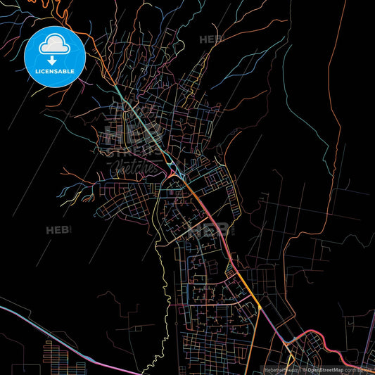 El Limon, Venezuela, colorful city map on black background