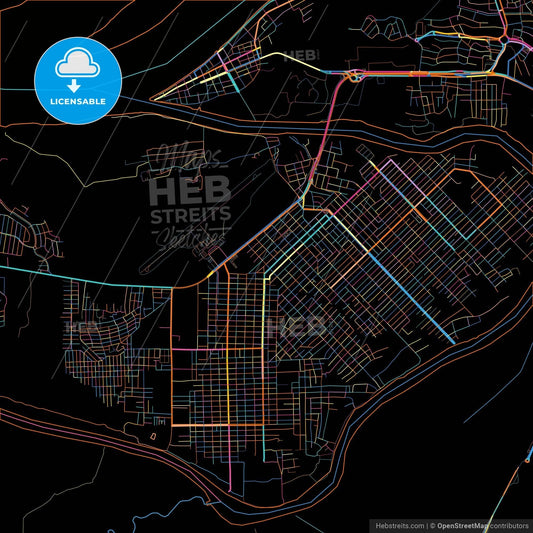 Maraba, Brazil, colorful city map on black background