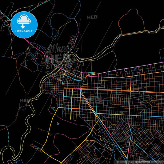 Parnaiba, Brazil, colorful city map on black background