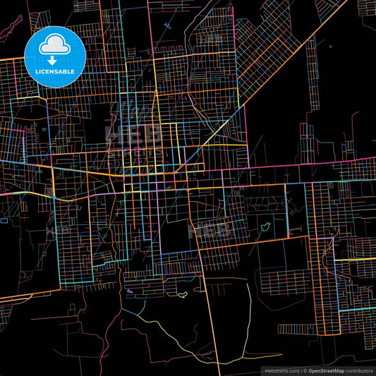 Castanhal, Brazil, colorful city map on black background