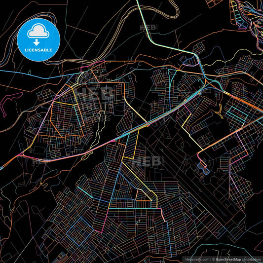 Santa Rita, Brazil, colorful city map on black background
