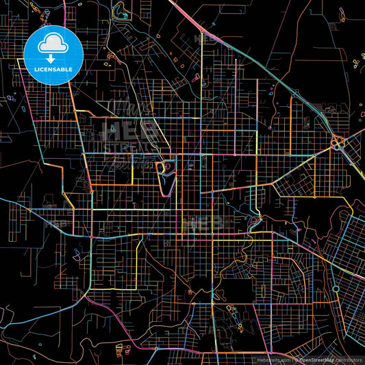 Toledo, Brazil, colorful city map on black background