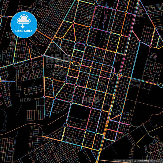 Sinop, Brazil, colorful city map on black background