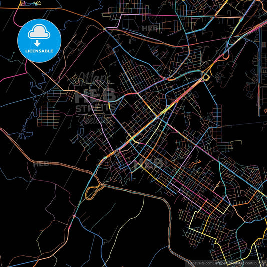 Araucaria, Brazil, colorful city map on black background