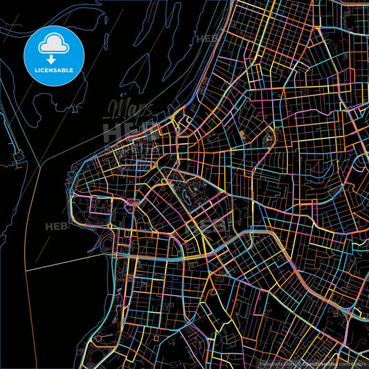 Poa, Brazil, colorful city map on black background