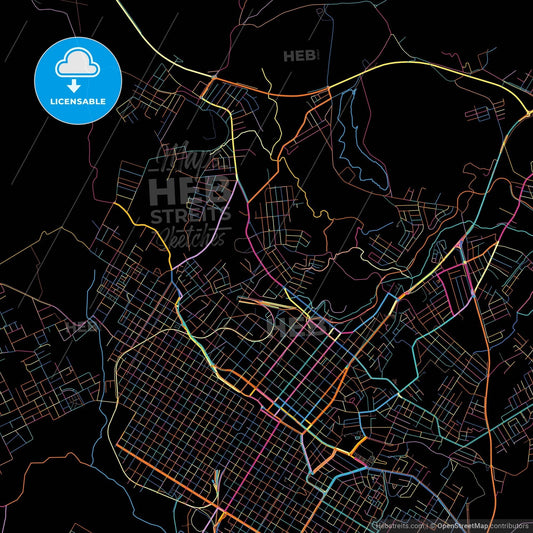 Santana do Livramento, Brazil, colorful city map on black background