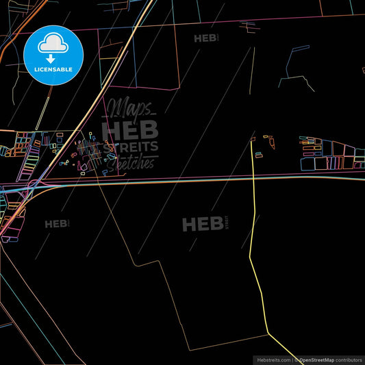 Tianjin, Tianjin, China, colorful city map on black background