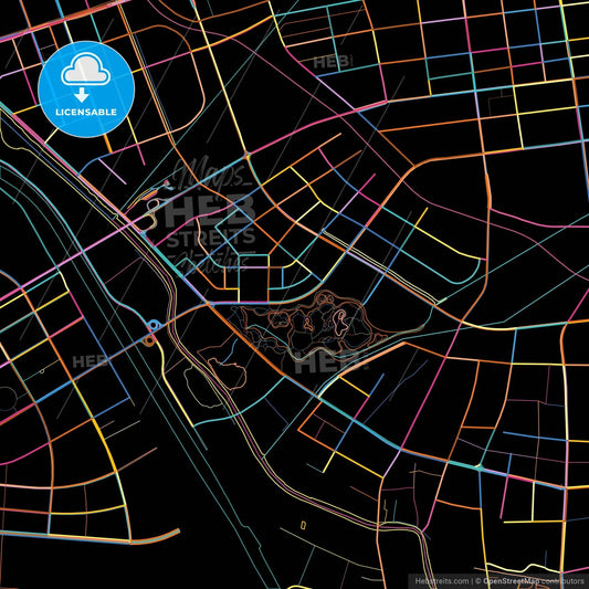 Huai an, Jiangsu, China, colorful city map on black background