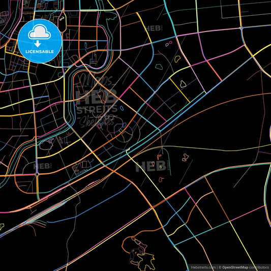 Lu an, Anhui, China, colorful city map on black background