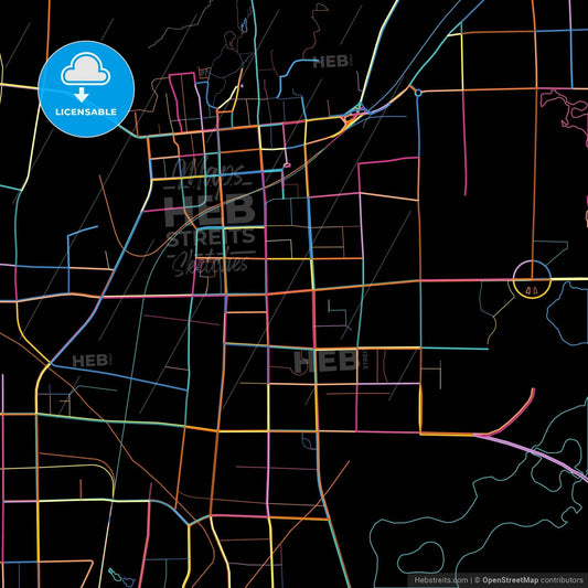 Huaibei, Anhui, China, colorful city map on black background