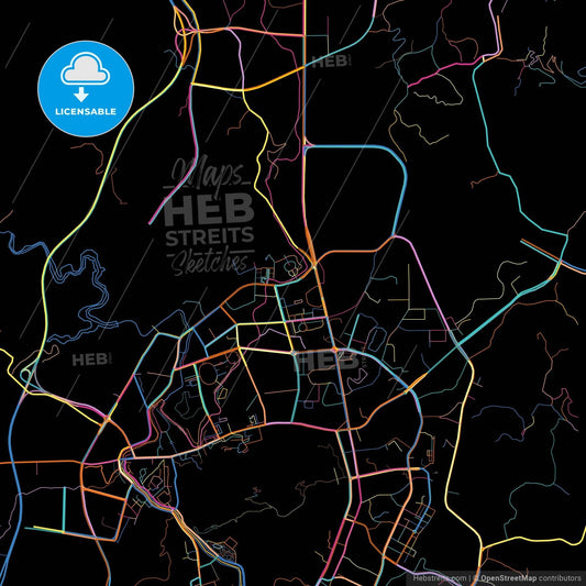 Zunyi, Guizhou, China, colorful city map on black background