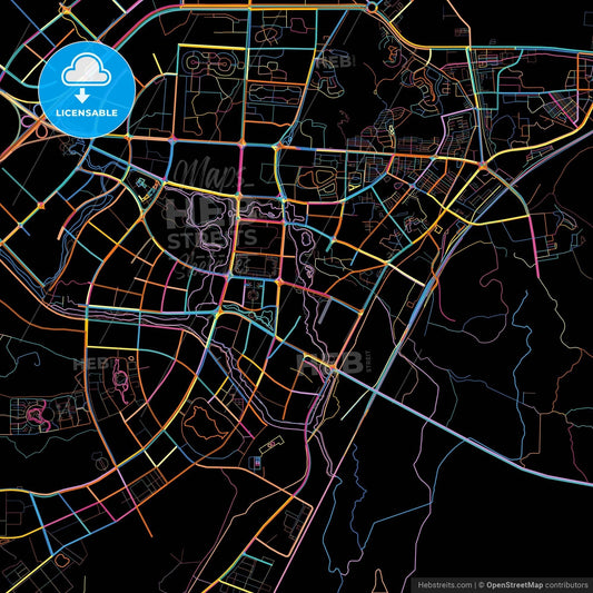 Guilin, Guangxi, China, colorful city map on black background