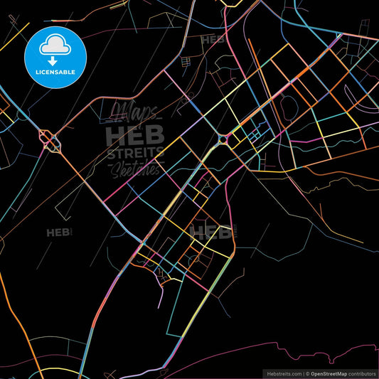Huludao, Liaoning, China, colorful city map on black background