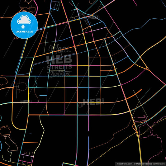 Chuzhou, Anhui, China, colorful city map on black background