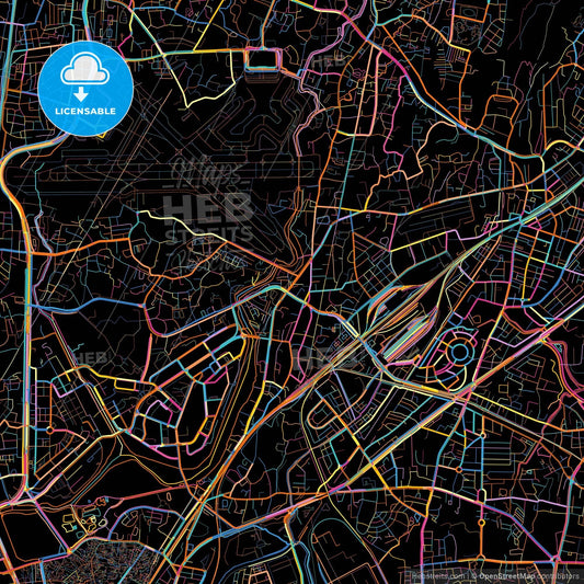 Mumbai, Maharashtra, India, colorful city map on black background