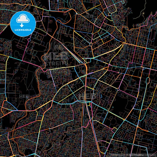 Jaipur, Rajasthan, India, colorful city map on black background