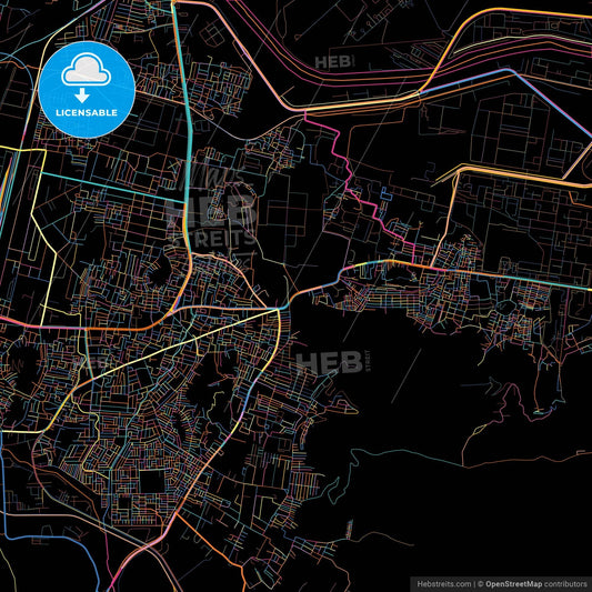 Visakhapatnam, Andhra Pradesh, India, colorful city map on black background