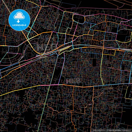 Patna, Bihar, India, colorful city map on black background