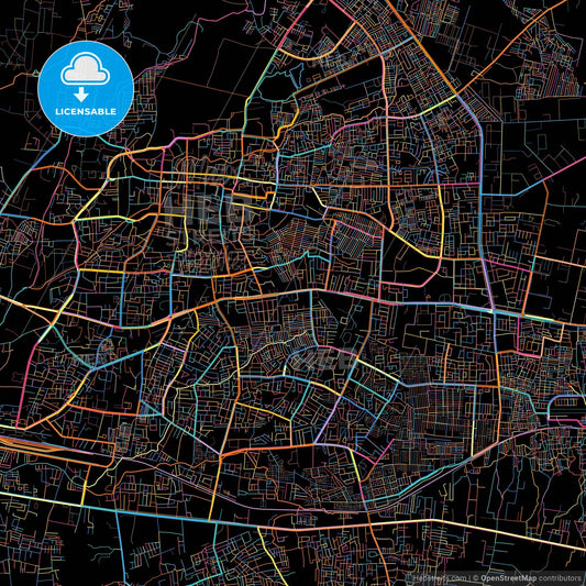 Aurangabad, Maharashtra, India, colorful city map on black background