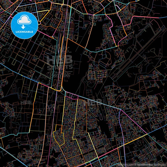 Jodhpur, Rajasthan, India, colorful city map on black background