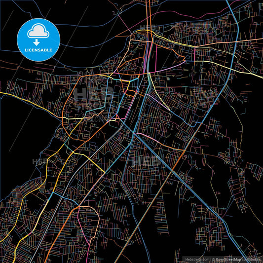 Nellore, Andhra Pradesh, India, colorful city map on black background