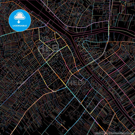 Pontianak, West Kalimantan, Indonesia, colorful city map on black background