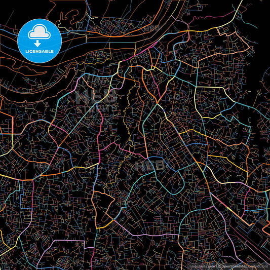 Jambi, Jambi, Indonesia, colorful city map on black background