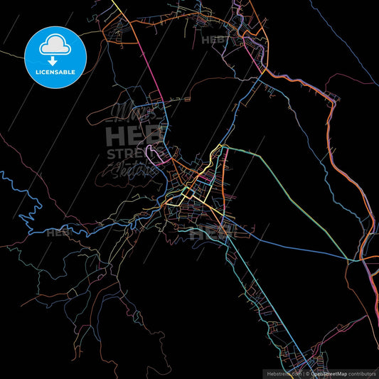 Sungai Penuh, Jambi, Indonesia, colorful city map on black background