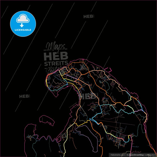 Sabang, Aceh, Indonesia, colorful city map on black background