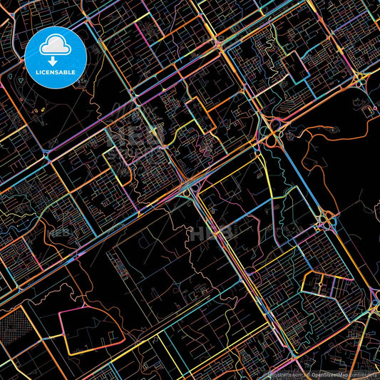 Islamabad, Islamabad, Pakistan, colorful city map on black background
