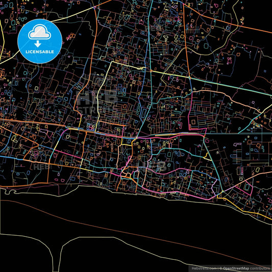 Rajshahi, Rajshahi, Bangladesh, colorful city map on black background