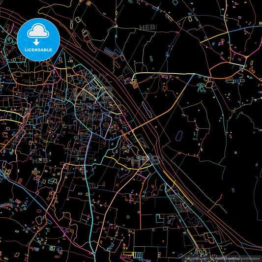 Mymensingh, Mymensingh, Bangladesh, colorful city map on black background