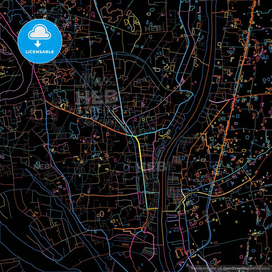 Narayanganj, Narayanganj, Bangladesh, colorful city map on black background