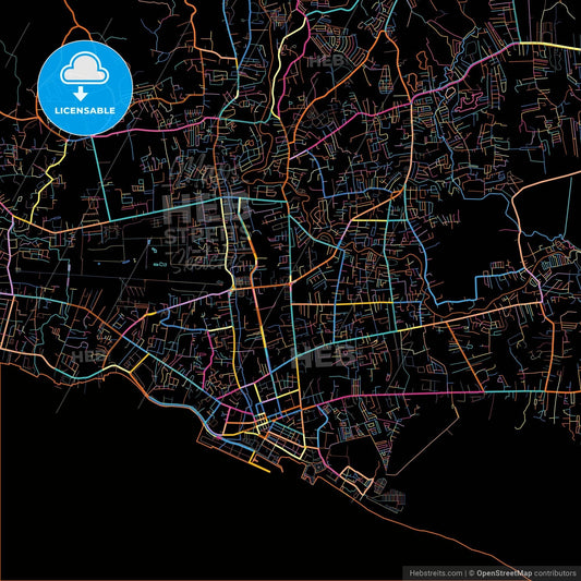 Zamboanga City, Zamboanga del Sur , Philippines, colorful city map on black background