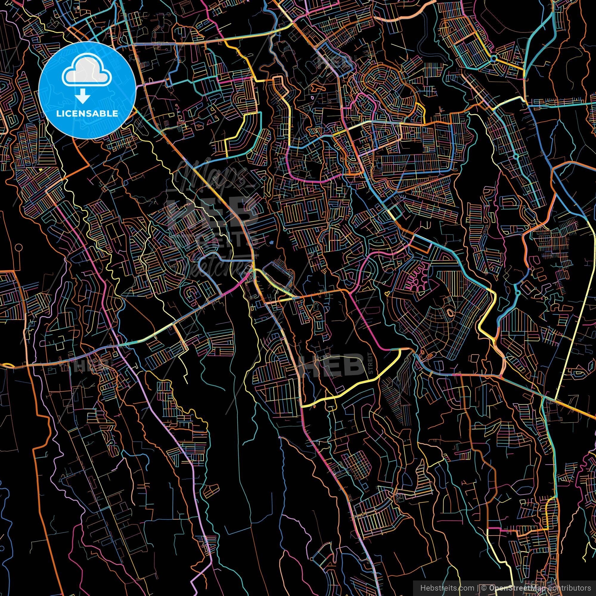 Dasmariñas, Cavite, Philippines, Colorful City Map On Black Background ...