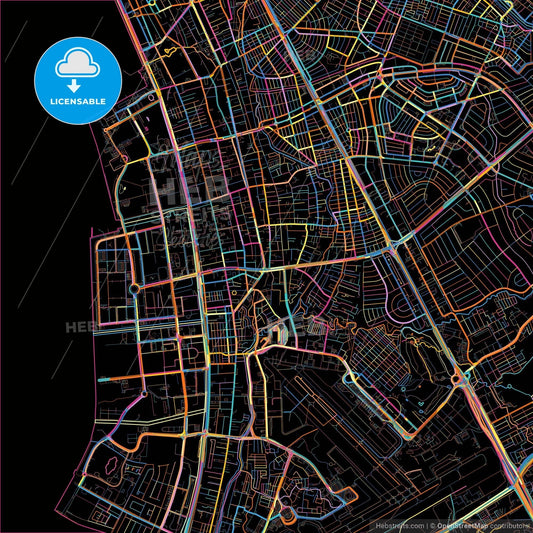 Pasay, Philippines, colorful city map on black background