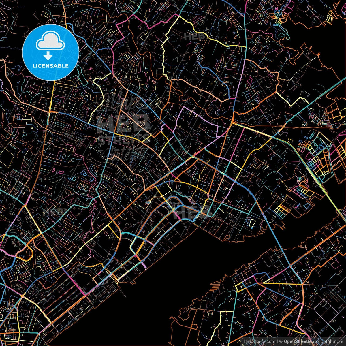 Mandaue Map Mandaue, Cebu, Philippines, Colorful City Map On Black Background ...
