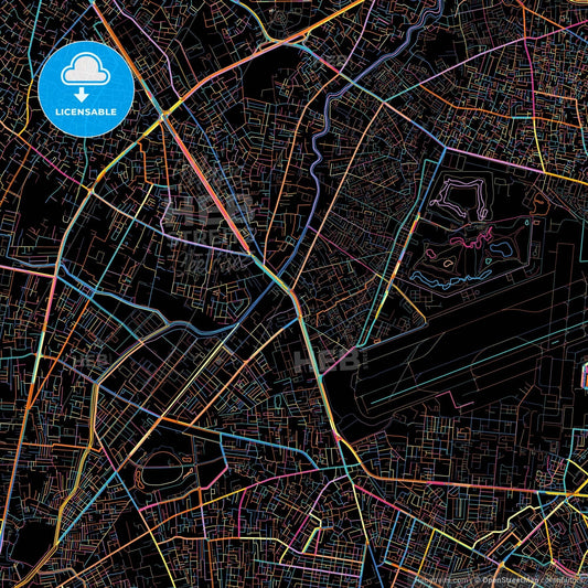 Ho Chi Minh City, Gia Định, Chợ Lớn, Vietnam, colorful city map on black background