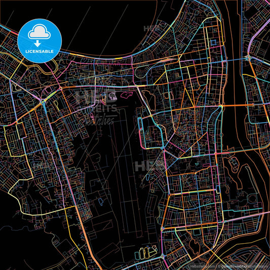 Da Nang, Quảng Nam–Đà Nẵng, Vietnam, colorful city map on black background