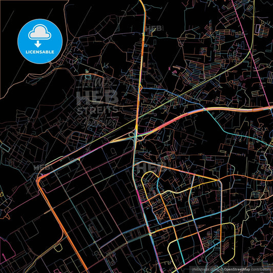 Laem Chabang, Chonburi, Thailand, colorful city map on black background